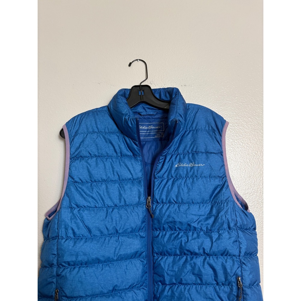 Eddie Bauer EB650 Down Vest Men's Medium Blue Puffer Full Zip Insulated Jacket